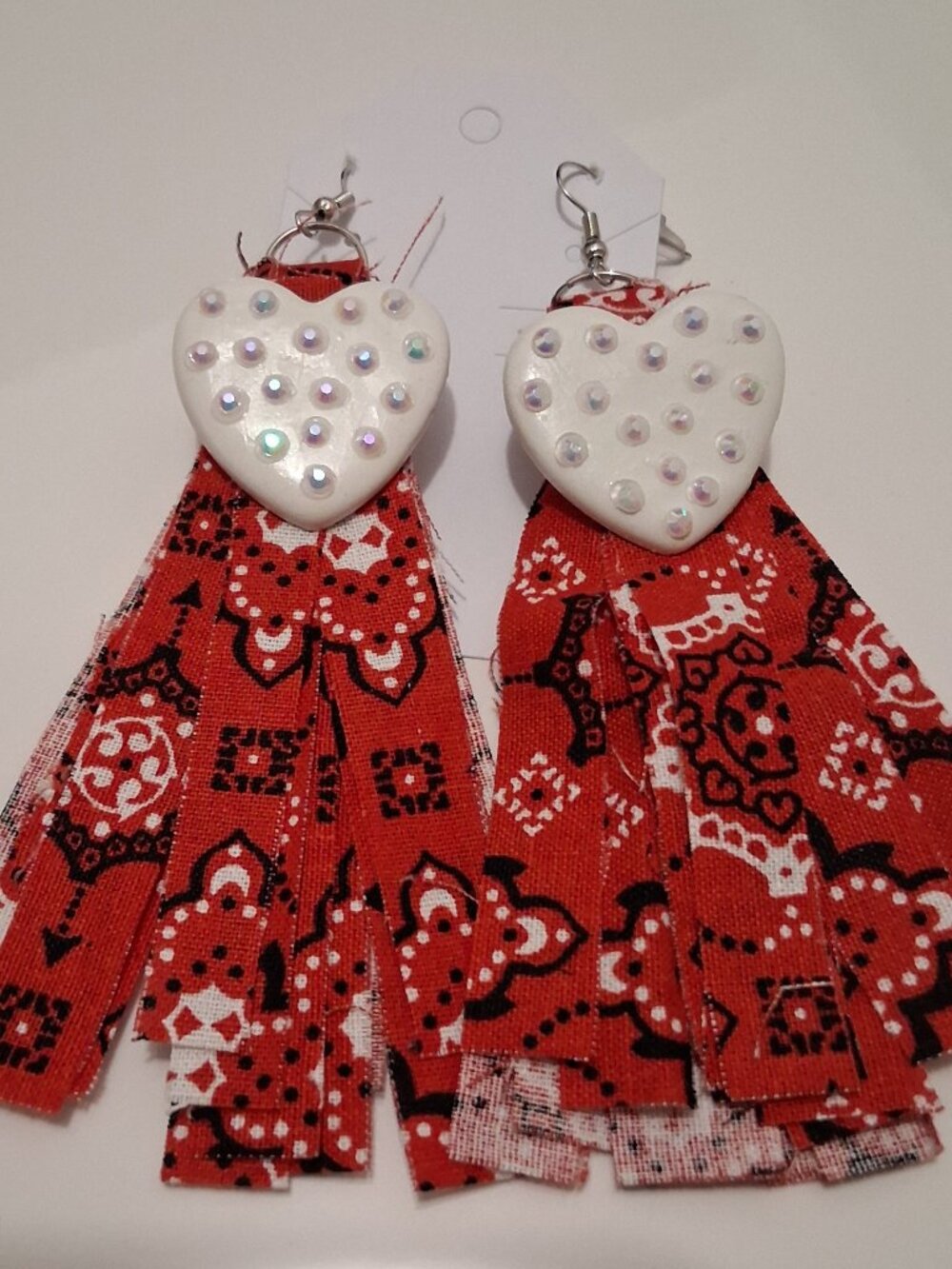 Handmade red handkerchief earrings